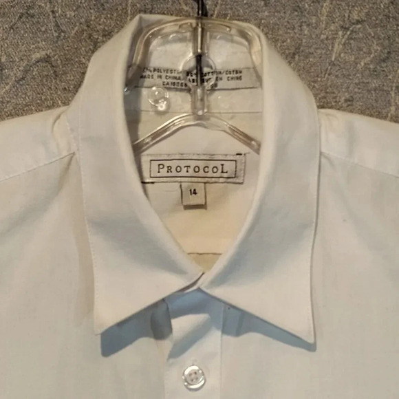 Protocol White Long Sleeve Button  Up Dress Shirt in Size 14 - Picture 2 of 11